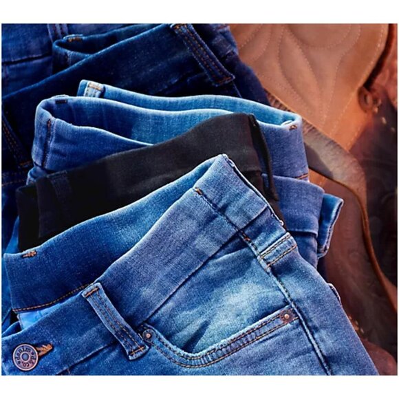 New Denim & Co. Antq Indi Wash Canyon Retreat Petite Easy Stretch Denim Jean 8P - Picture 4 of 5